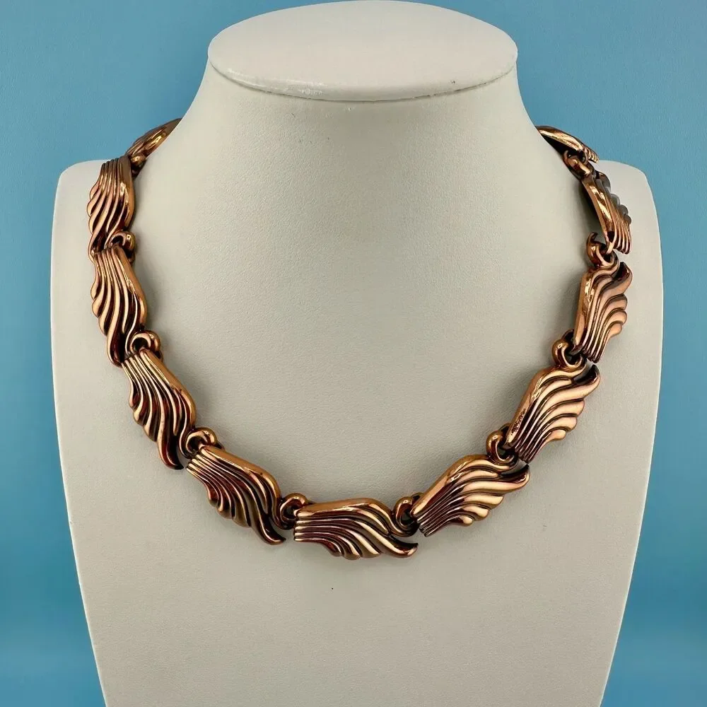 Vintage Renoir Necklace Copper Wing Shaped Links Adjustable 14